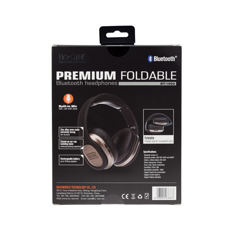 BT-1050 Premium Foldable Active Noise Cancelling Bluetooth Headphone with Microphone-8