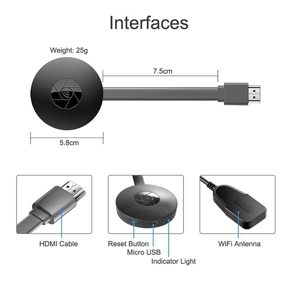 G2 HDMI Streaming Dongle 4K Digital Media Video WiFi APP Display Dongle for Gogle Chromecast Chrome-3