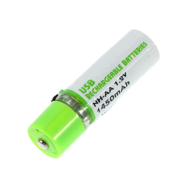 2PCS Ni-MH AA Rechargeable USB Battery Batteries 1.2V 1450mAh - Green-2