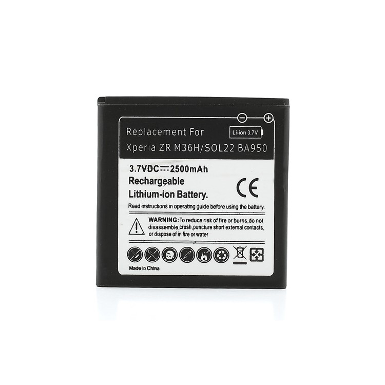 2500mAh BA950 Battery Replacement for Sony Xperia ZR M36h C5503 C5502-1