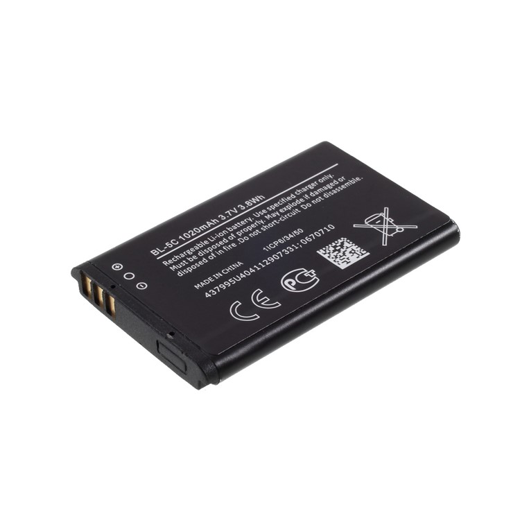 1020mAh BL-5C Battery for Nokia X2-01 C1-01 N70 N71 N91 E50 E60 2300 1100 1616 Etc (OEM, Not Brand New)-3