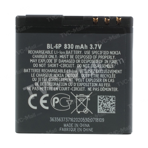 830mAh 3.7V BL-6P Rechargable Battery for Nokia 6500 Classic / 7900 Prism-2