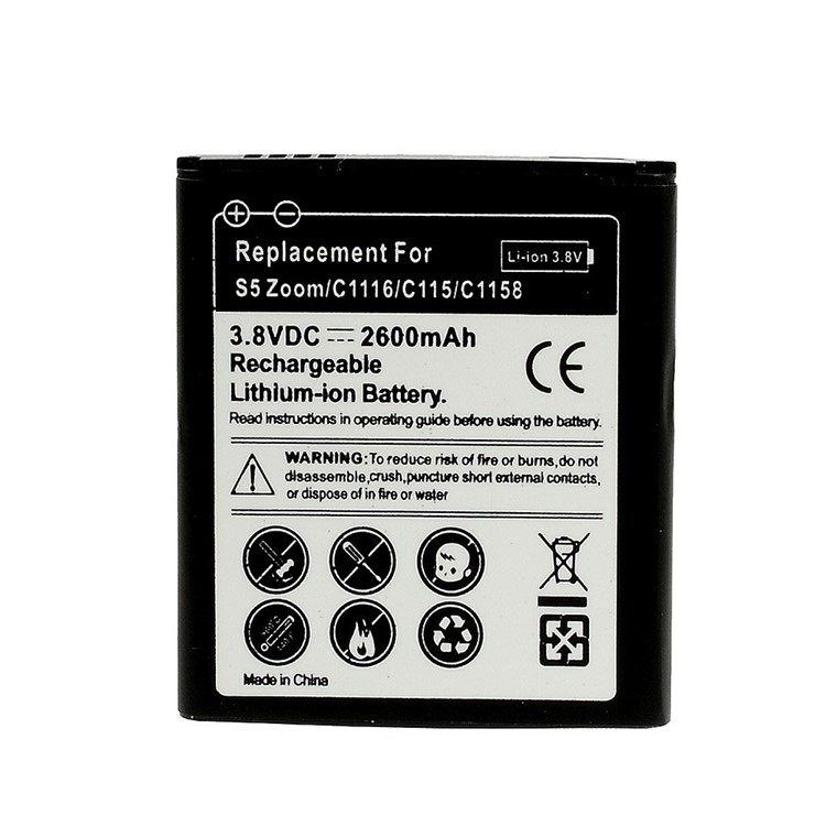 2600mAh Battery Replacement for Samsung S5 Zoom C1116 C115 C1158-1