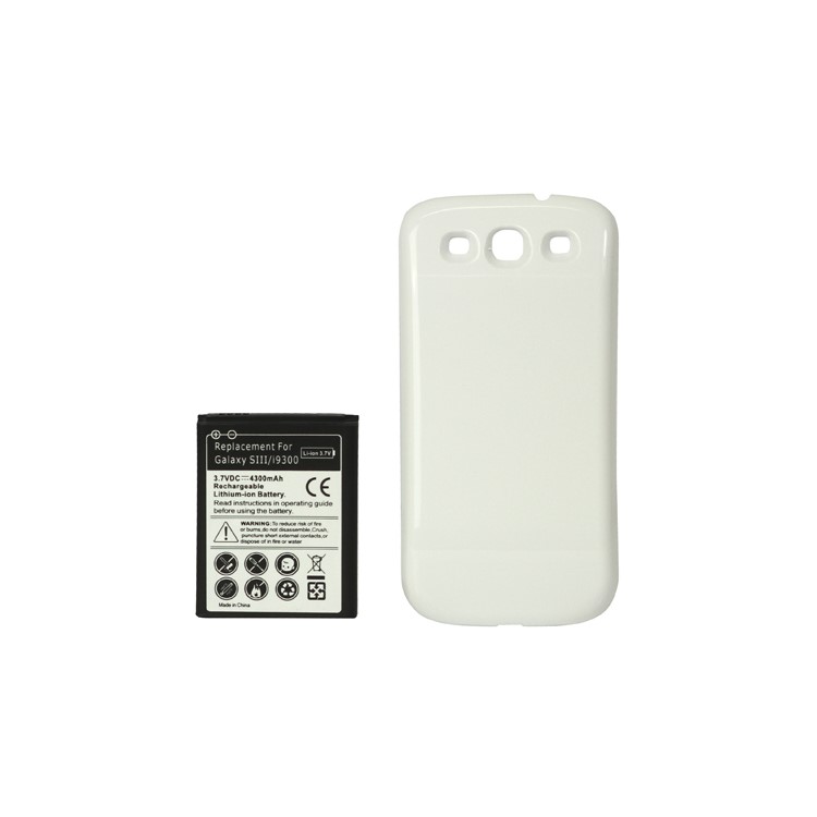 Samsung i9300 Galaxy S iii Extended Battery with Battery Door Cover 4300mAh - White-1