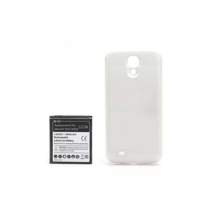 Extended Battery with Battery Door Cover for Samsung Galaxy S IV 4 i9500 5800mAh - White-1