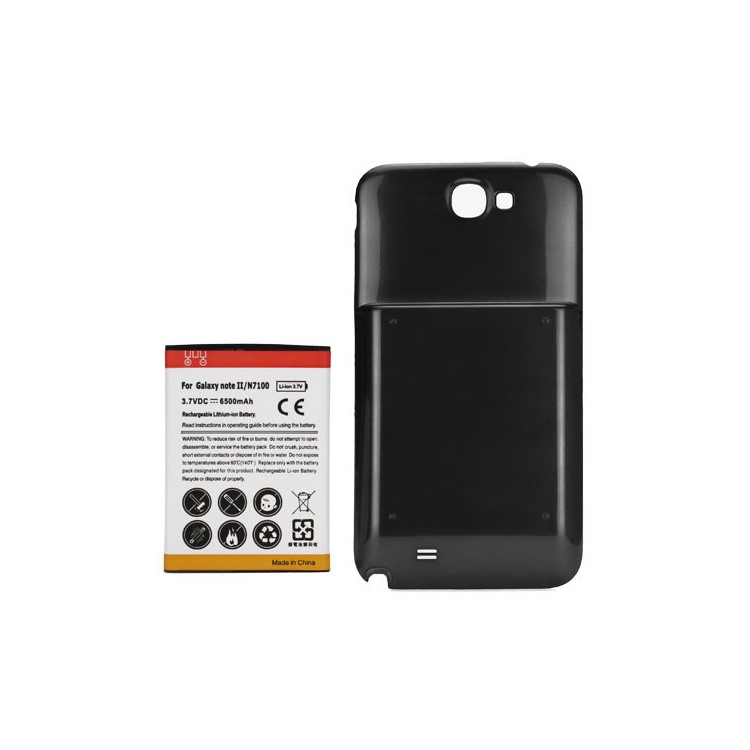 Samsung Galaxy Note ii N7100 Extended Battery with Battery Door Cover 6500mAh - Black-1