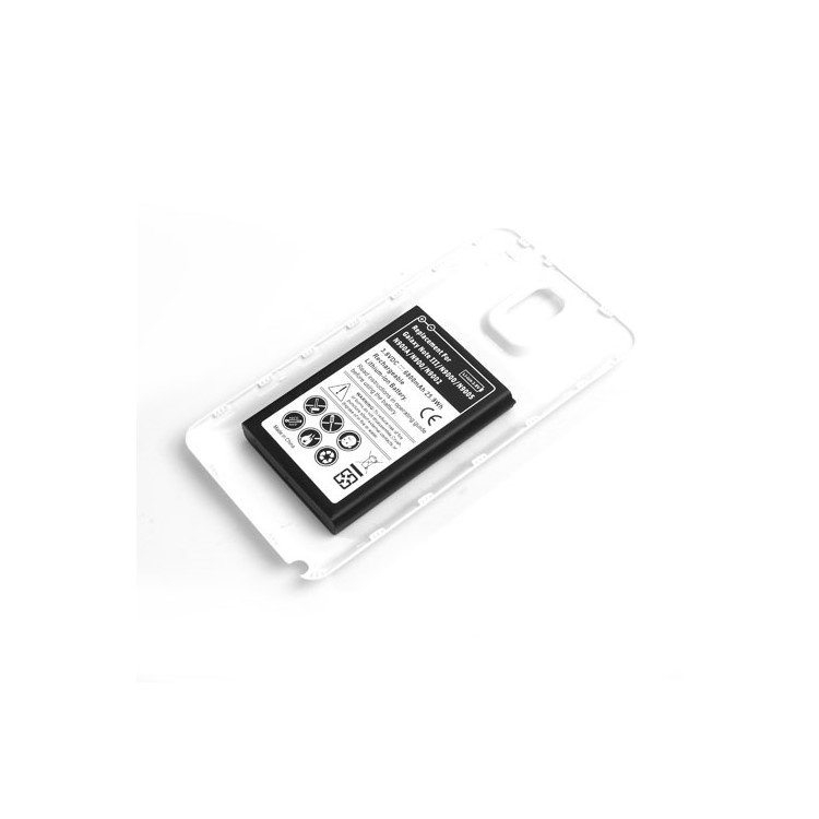 White Modified Battery Cover + 6800mAh Thick Battery for Samsung Galaxy Note 3 N9005 N9000 N9002-3