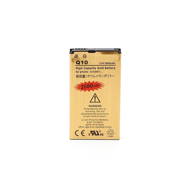 High Capacity Gold Battery for BlackBerry Q10, 2680mAh-1