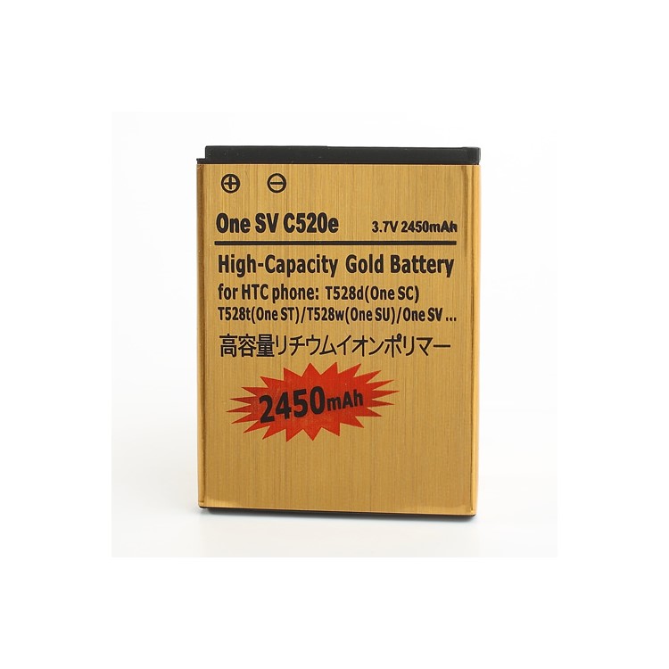 2450mAh Gold Battery for HTC One ST T528t / One SU T528w / One SV C520e / One SC T528d-1