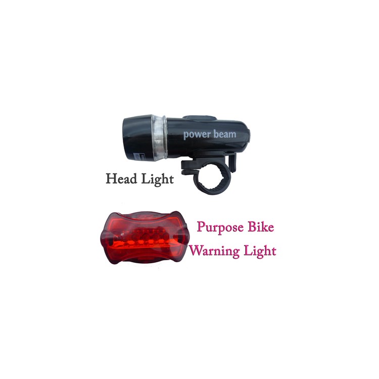 5-LED Bicycle Headlight with Rear Warning Light Lamp-1