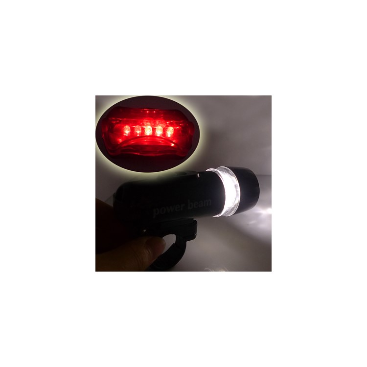 5-LED Bicycle Headlight with Rear Warning Light Lamp-4