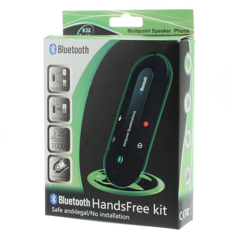 Blue Portable Sunvisor Bluetooth Speakerphone Hands-free Car Kit for iPhone iPad Samsung Sony LG-11