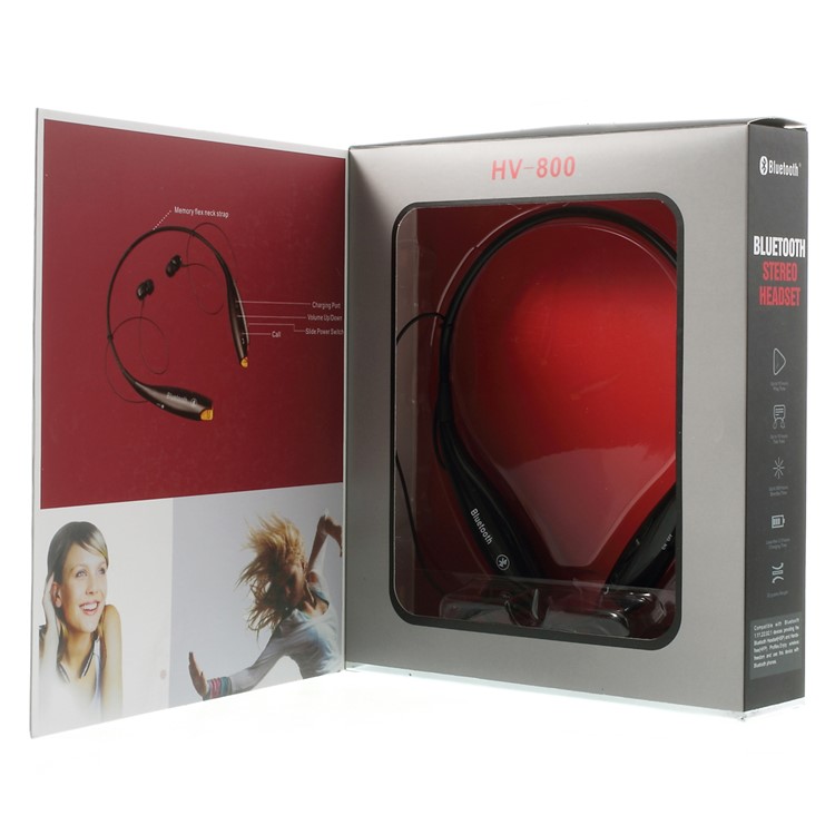 HV-800 Wireless Bluetooth Music Sports Stereo Headset Headphone Vibration Alert on Call - Black-14