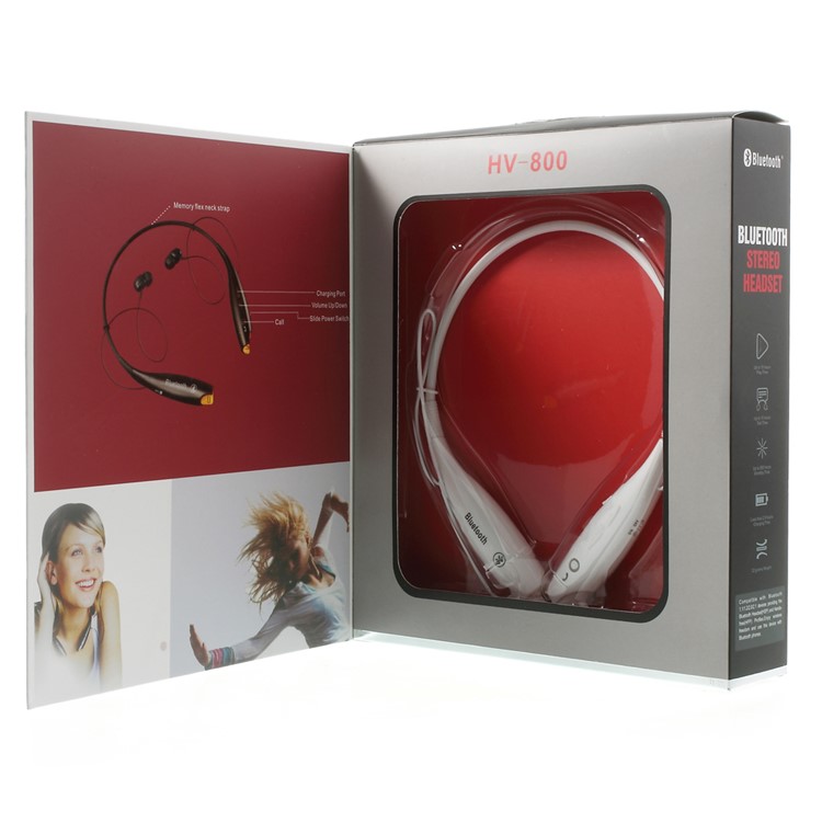 HV-800 Wireless Bluetooth Music Sports Stereo Headset Headphone Vibration Alert on Call - White-13