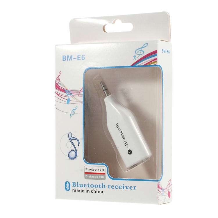 BM-E6 Mini 3.5mm Plug Bluetooth 3.0 Receiver Dongle w/ Microphone - White-6