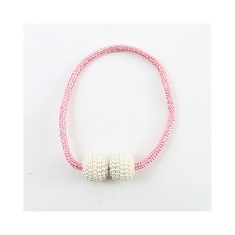 Magnetic Curtain Tiebacks Braided Ball Buckle Drapery Holdback Clip - Pink-2