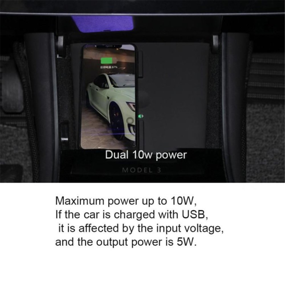 For TESLA Model 3 Dual Fast Charging Phone Central Control Wireless Charger Charging Board - Carbon Fiber Upgrade Style-3