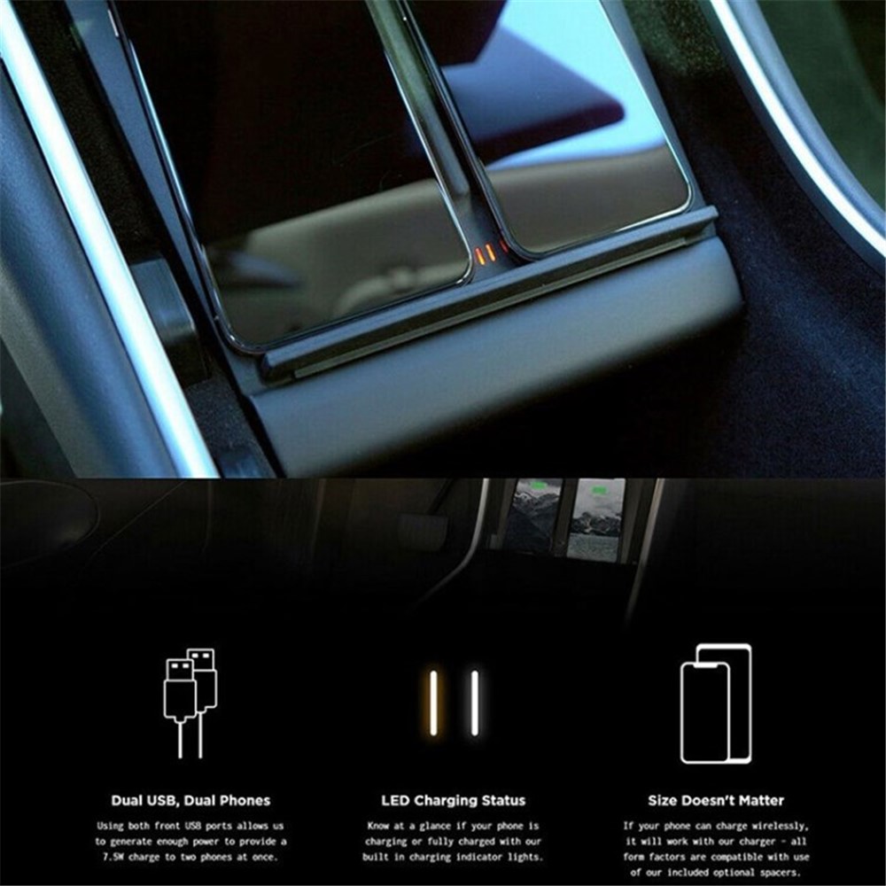 For TESLA Model 3 Dual Fast Charging Phone Central Control Wireless Charger Charging Board - Carbon Fiber Upgrade Style-6