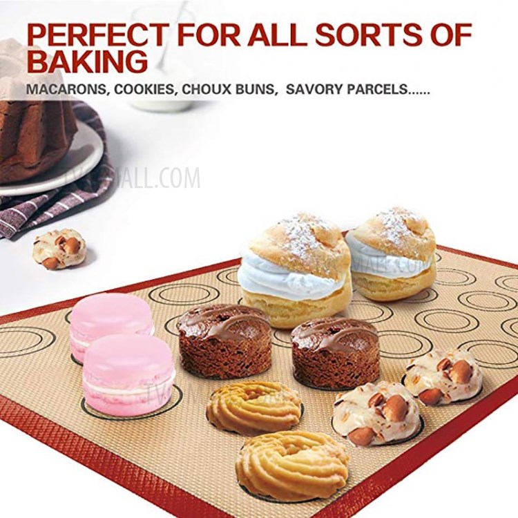 2Pcs Silicone Baking Sheet Mat Set Cookie Pastry Baking Liner Heat-Resistant Non Stick Barbecue Mats - Red-3