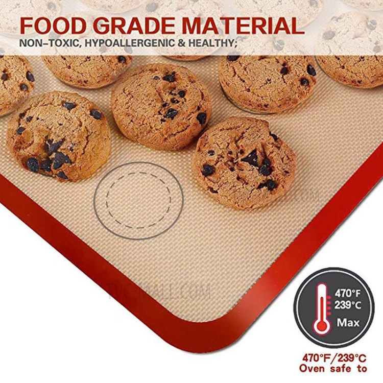 2Pcs Silicone Baking Sheet Mat Set Cookie Pastry Baking Liner Heat-Resistant Non Stick Barbecue Mats - Red-4