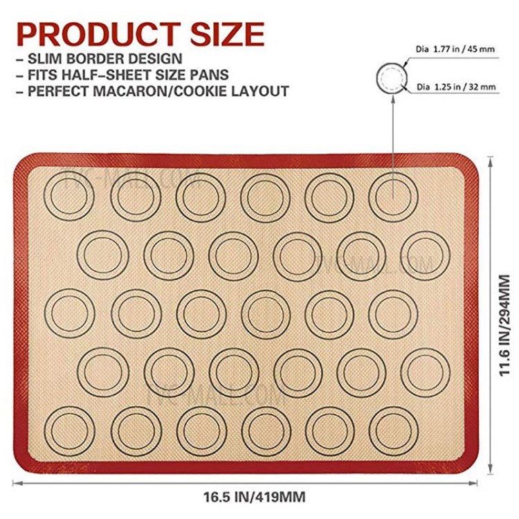 2Pcs Silicone Baking Sheet Mat Set Cookie Pastry Baking Liner Heat-Resistant Non Stick Barbecue Mats - Red-7