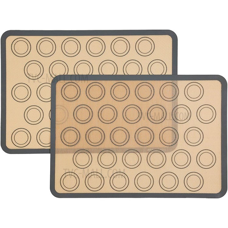 2pcs Silicone Cozimento Biscoito Folha Esteira Conjunto Pastelaria Cozimento Forro Esteiras De Churrasco Antiaderente Resistentes Ao Calor - Cinzento-3