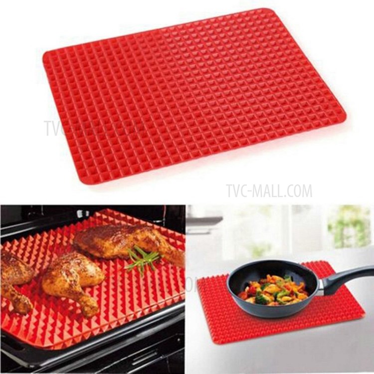 39*27cm Pyramid Pan Fat Reducing Non-Stick Silicone Cooking Mat Oven Baking Tray-1