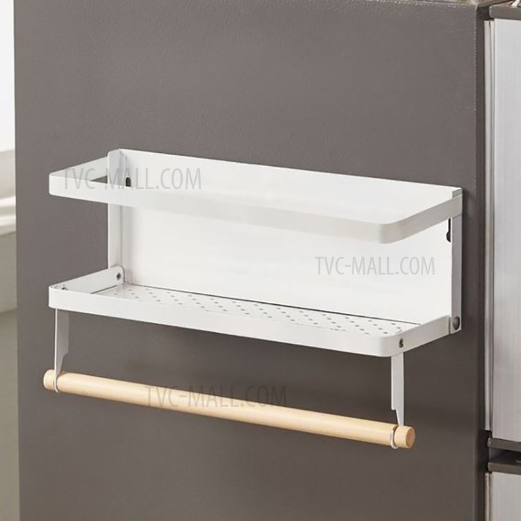 Suporte De Prateleira Brancos Magnéticos De Armazenamento De Dobragem Para O Refrigerador - Branco-1