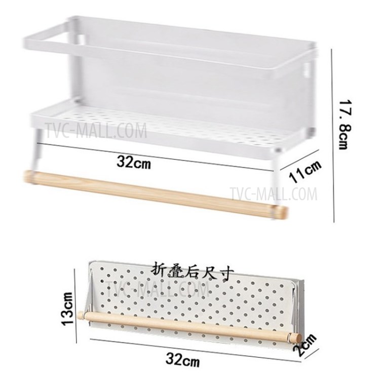 White Magnetic Folding Storage Shelf Holder for Refrigerator - White-2