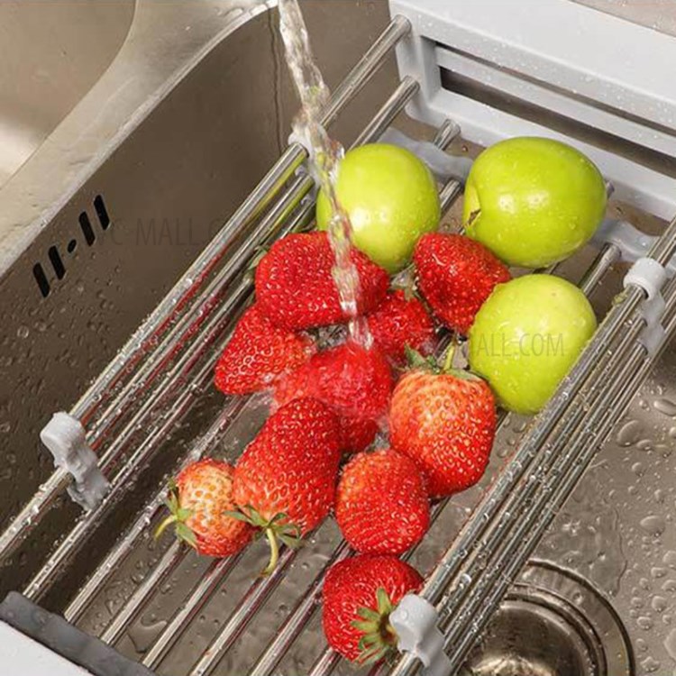 Stainless Steel Telescopic Dish Drying Rack Drain Basket Kitchen Sink Organizer - Random Color-4