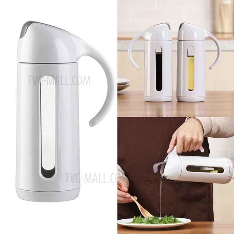 Auto Flip Oil Dispenser Bottle Glass Leak-proof Oil Jar Seasoning Soy Sauce Jar 320ML - White//320ML-1