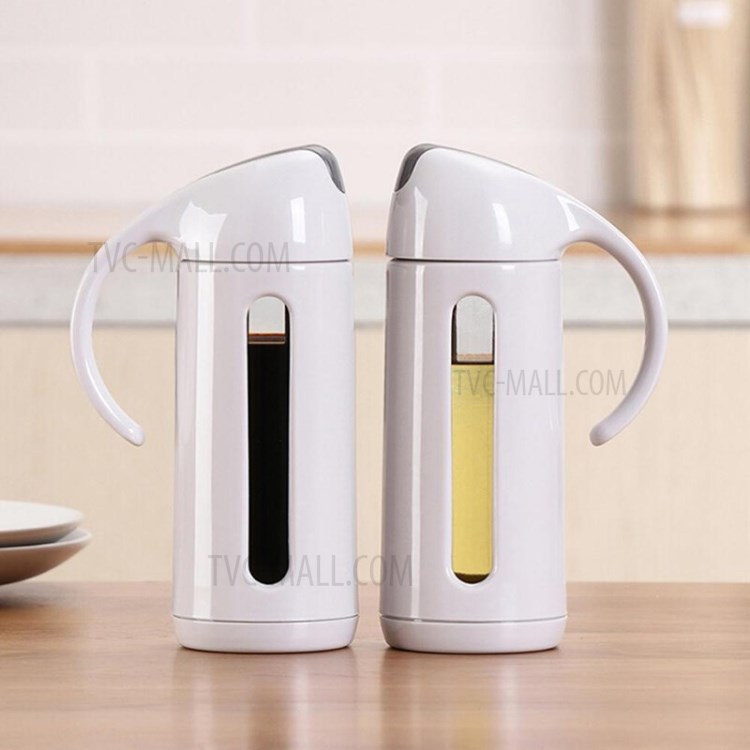 Auto Flip Oil Dispenser Bottle Glass Leak-proof Oil Jar Seasoning Soy Sauce Jar 320ML - White//320ML-6