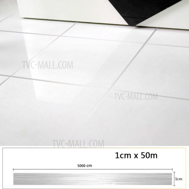 Tile Caulking Sticker Room Waterproof Mildew Proof Wall Seam Floor Decoration 50m Length - Silver/1cm width-1