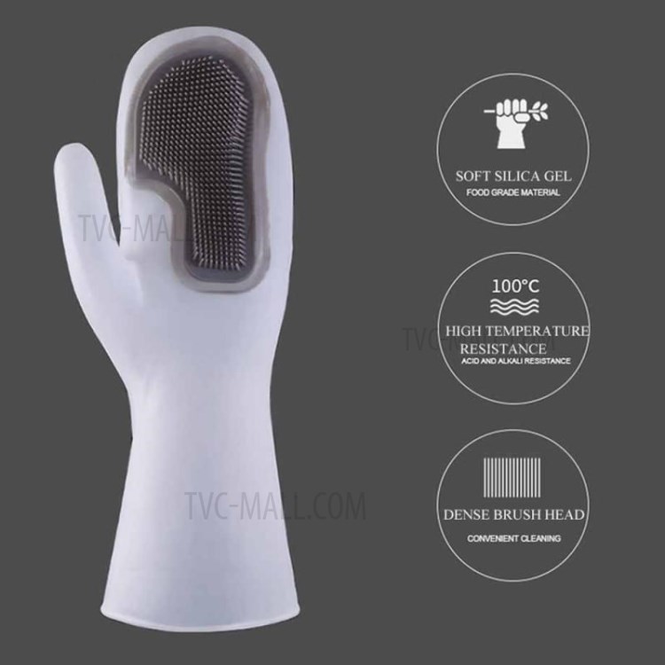 Reusable Silicone Gloves Heat Resistant for Cleaning Dish Washing Washing the Car - Purple-2