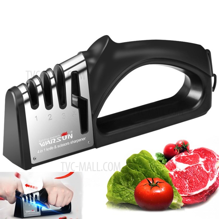 4 in 1 Knife Sharpener for Sharp Scissor Kitchen Tools - Black-1