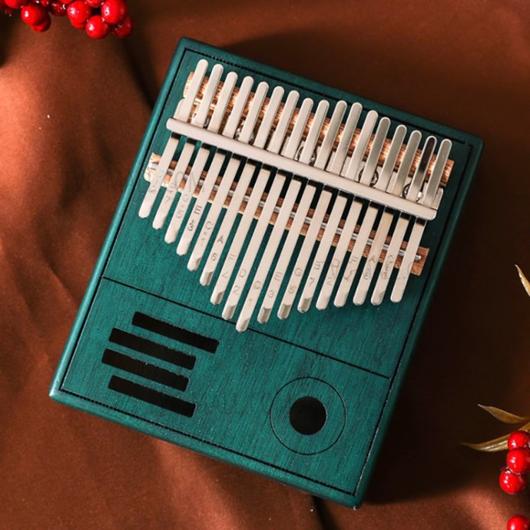17 Keys Kalimba Thumb Piano Mahogany Wood Body Finger Mbira Sanza with Accessories - Blue