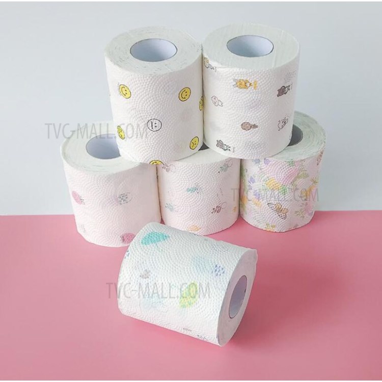6 Rollen / Set Farbe Bedrucktes Toilettenpapier Bad Toilettenpapier-4
