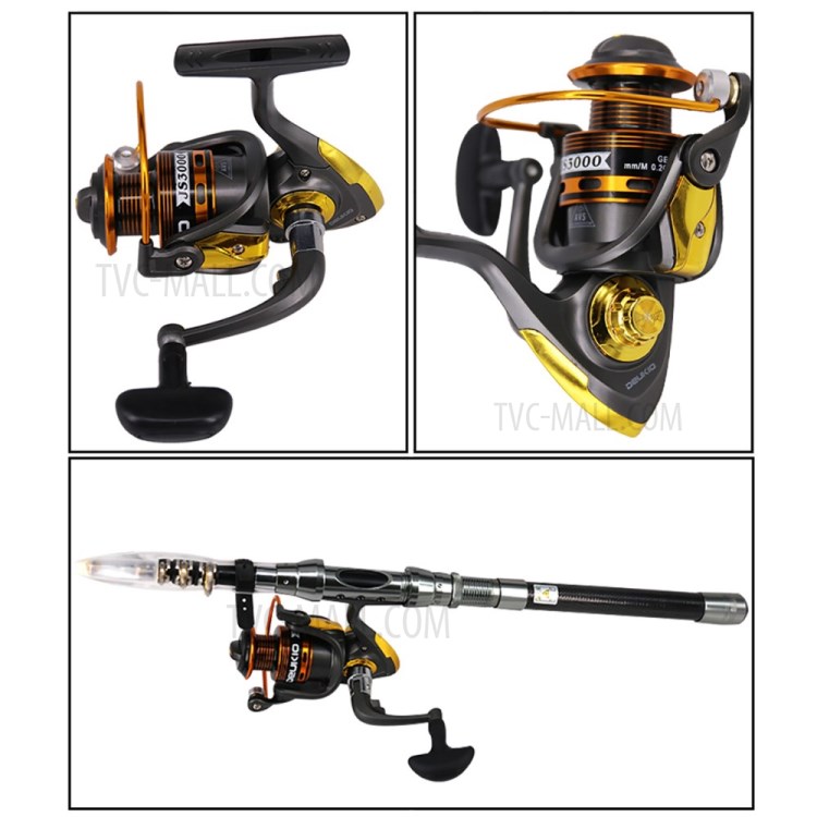 Kit Moulinet De Canne À Pêche De 2.1m Plein Filage Télescopique De Carbone Pêche Moulinet Ensemble Poteau-8
