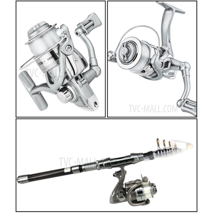 Kit Moulinet De Canne À Pêche De 2.1m Plein Filage Télescopique De Carbone Pêche Moulinet Ensemble Poteau-9