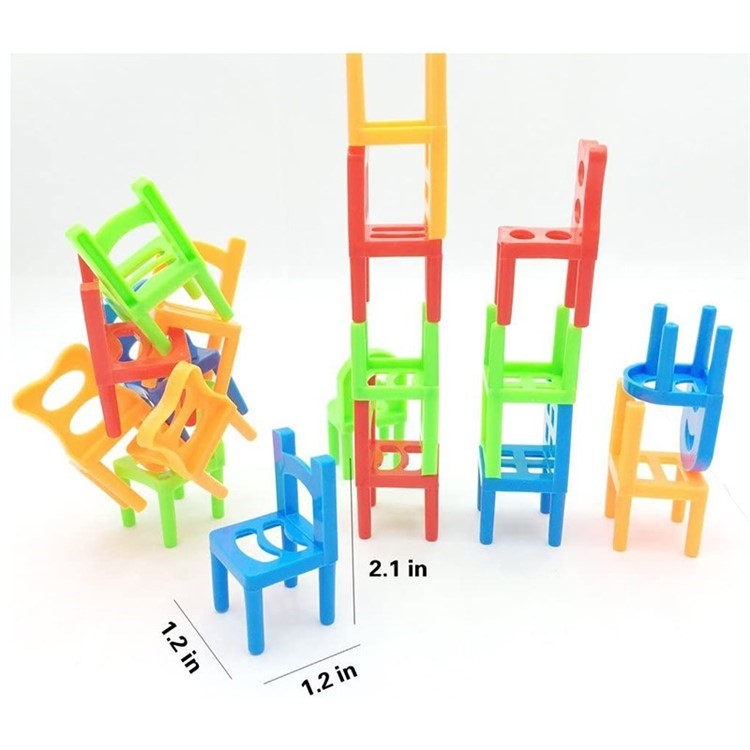 18pcs Crianças Equilíbrio Cadeiras Jogo De Festa Jogo De Empilhamento Brinquedos De Quebra-cabeça Família - Cor Aleatória-6