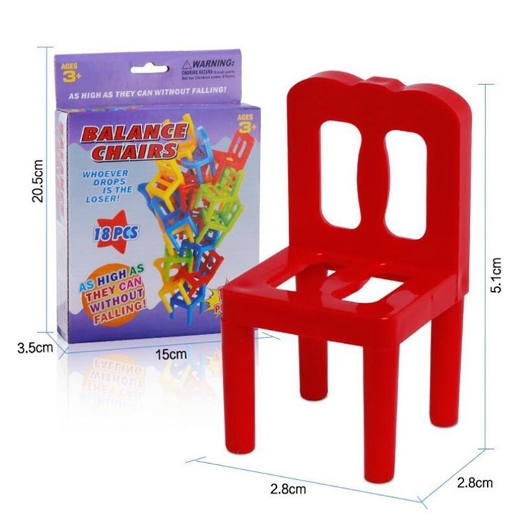 18pcs Crianças Equilíbrio Cadeiras Jogo De Festa Jogo De Empilhamento Brinquedos De Quebra-cabeça Família - Cor Aleatória-9