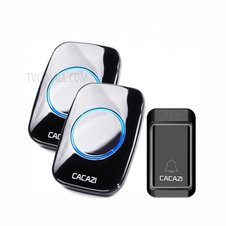 CACAZI Home Wireless Doorbell Smart Bell Remote Waterproof Doorbell - Black/US Plug - Black//US Plug