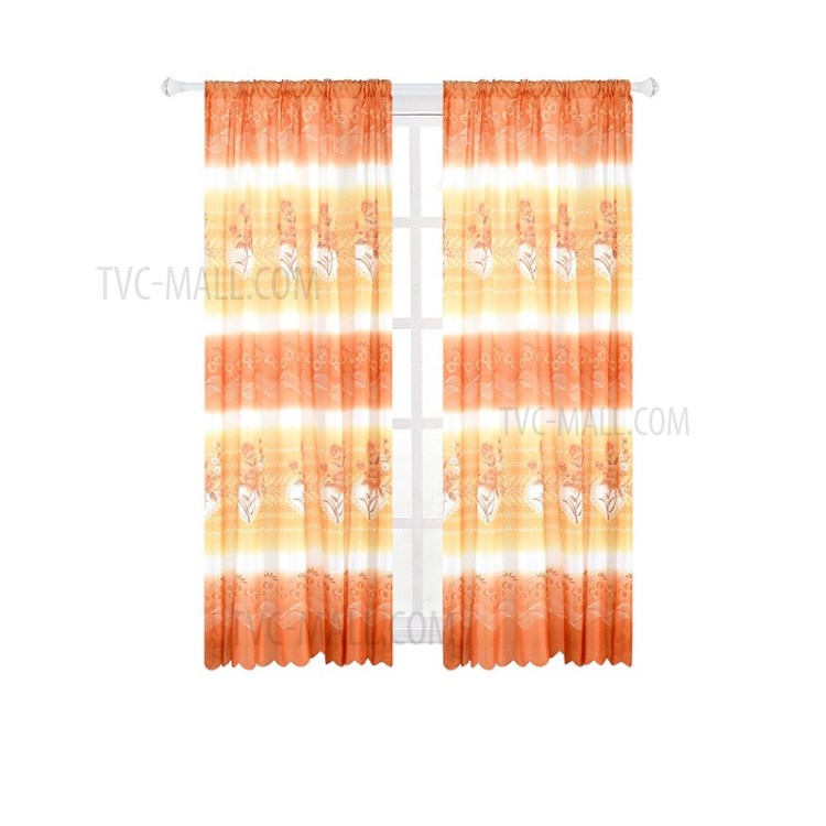 Printed Curtain Coated Window Drape Home Decor Window Shade 100x200cm - Orange-1