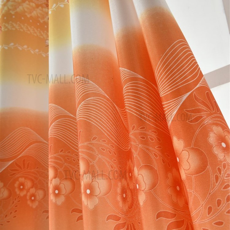 Printed Curtain Coated Window Drape Home Decor Window Shade 100x200cm - Orange-12