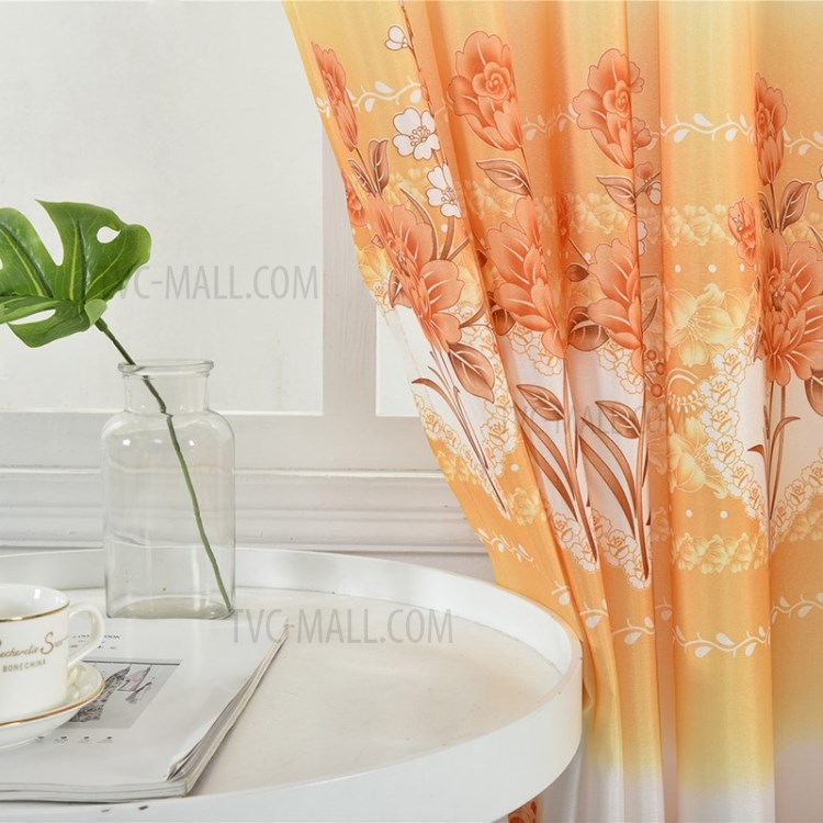 Printed Curtain Coated Window Drape Home Decor Window Shade 100x200cm - Orange-13