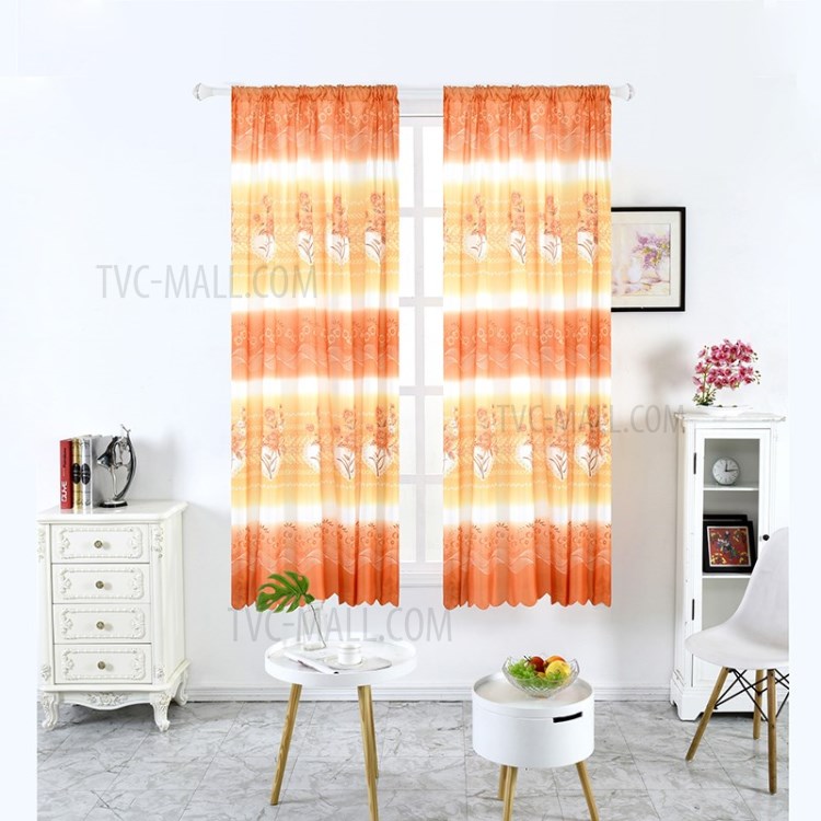 Printed Curtain Coated Window Drape Home Decor Window Shade 100x200cm - Orange-2