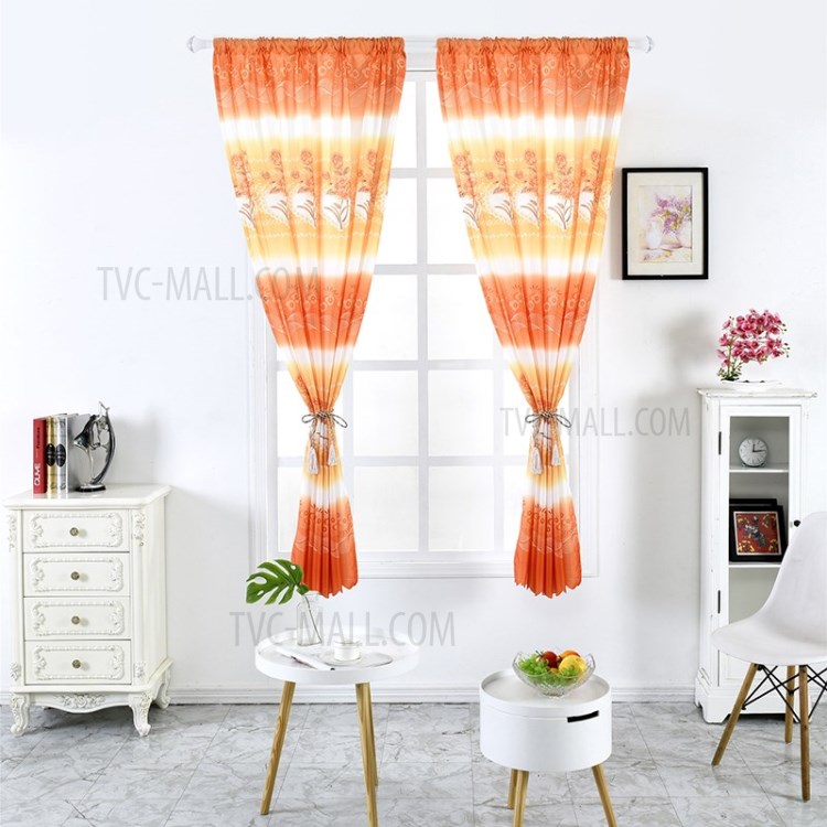 Printed Curtain Coated Window Drape Home Decor Window Shade 100x200cm - Orange-5