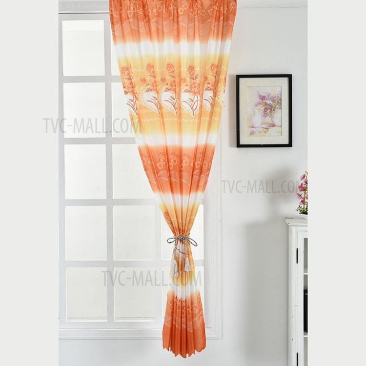 Printed Curtain Coated Window Drape Home Decor Window Shade 100x200cm - Orange-6