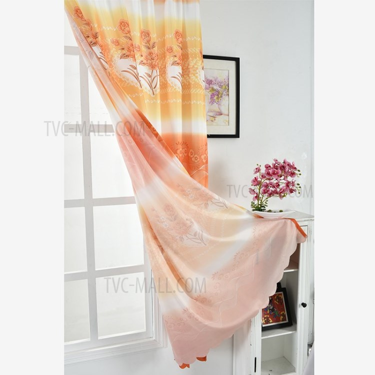 Printed Curtain Coated Window Drape Home Decor Window Shade 100x200cm - Orange-9
