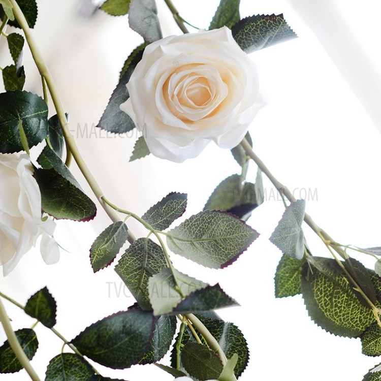 Rose Flower Garland 1.8m Hanging Rattan Wedding Greenery Party Decor - White-3